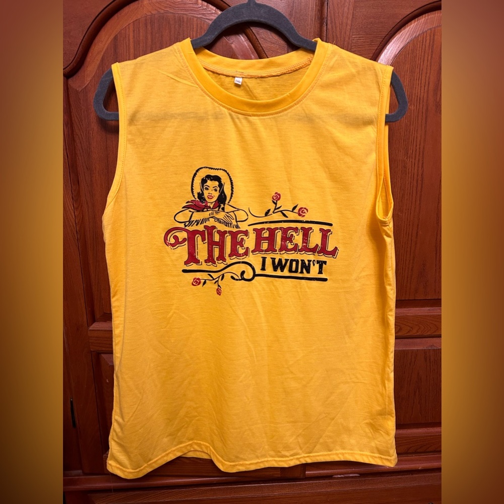 Western “The Hell I Won’t” womens muscle tank, NWOT size XL